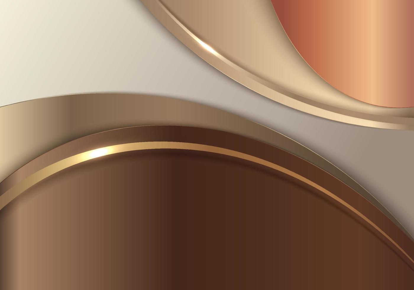 formas curvas metálicas douradas elegantes abstratas sobrepostas no estilo de luxo de fundo prateado vetor