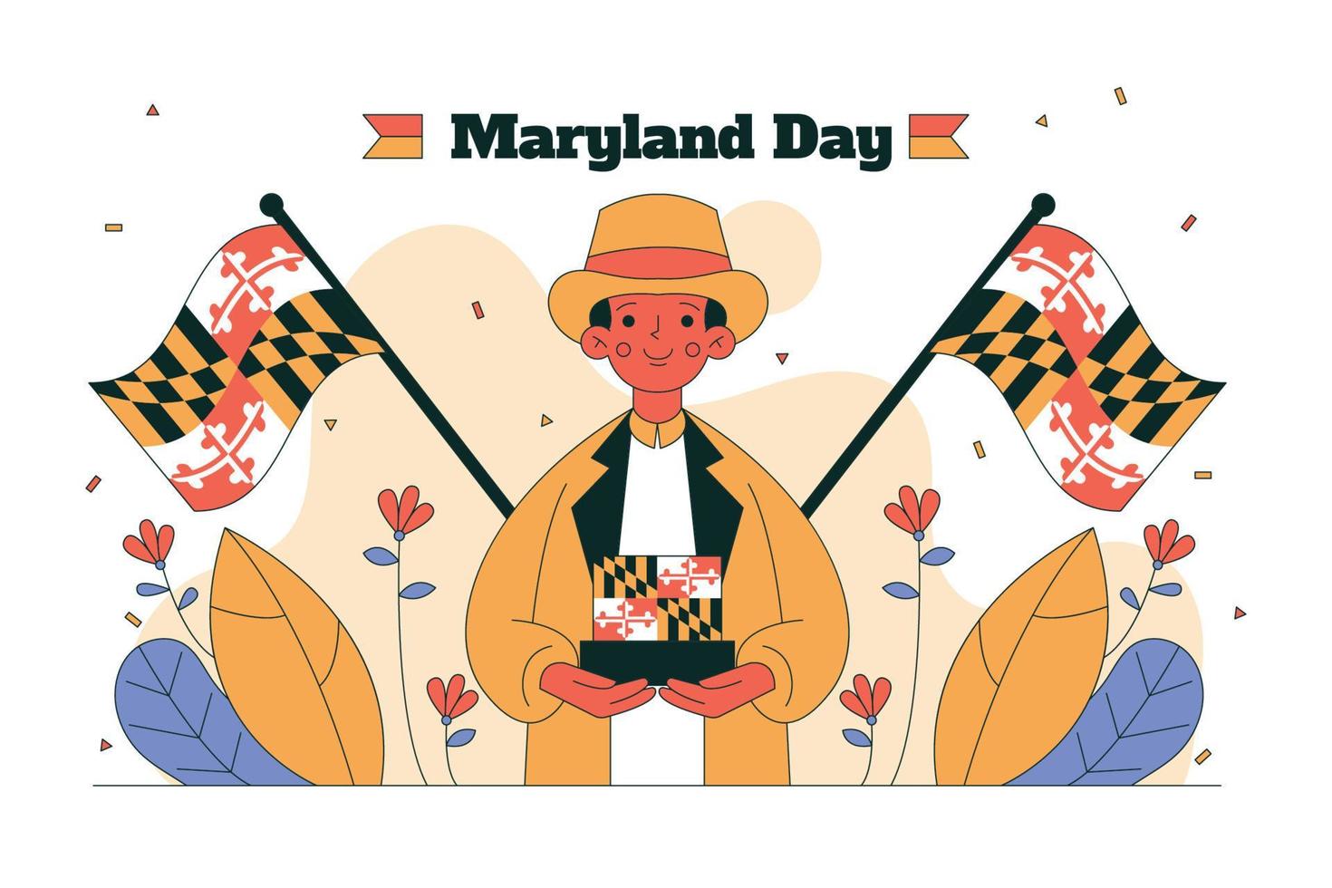 feliz dia de maryland ilustração plana vetor