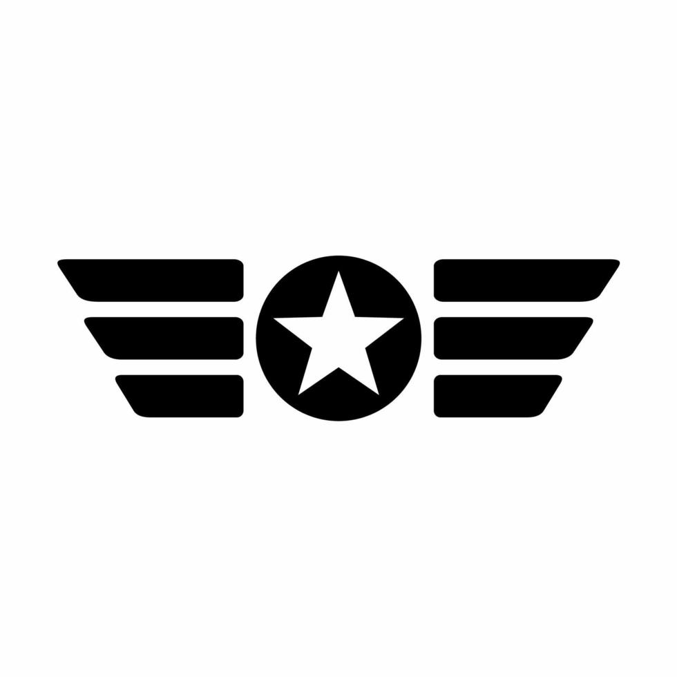 asas emblema ícone preto e branco estilo vetor