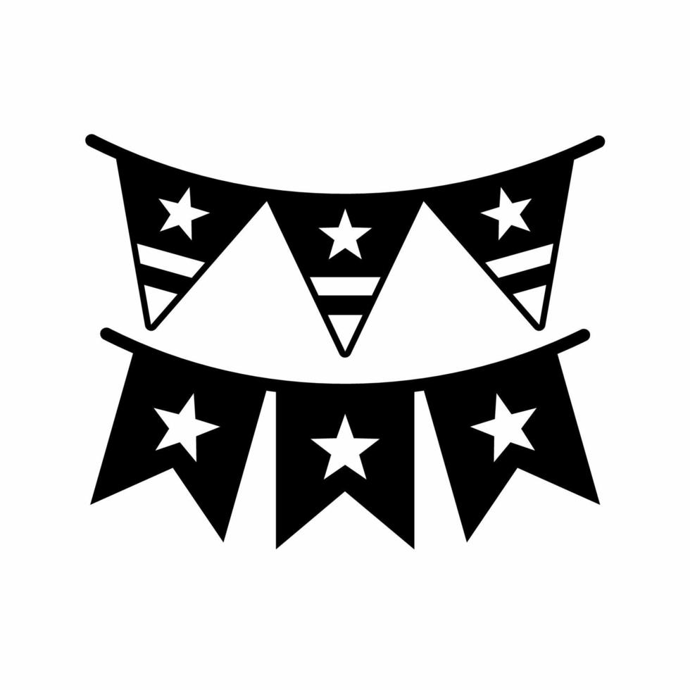 estilo preto e branco do ícone das bandeiras da estrela dos eua vetor