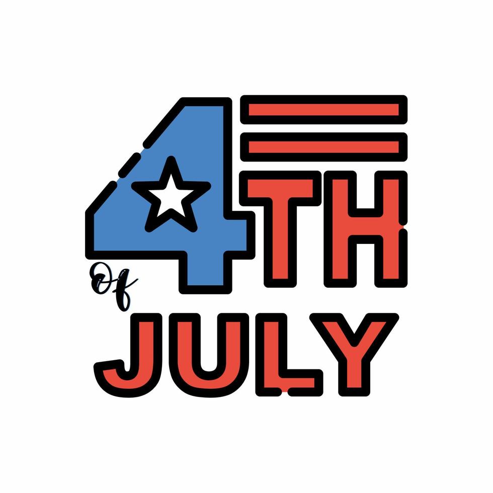 4 de julho estilo de linha plana do ícone do dia da independência vetor