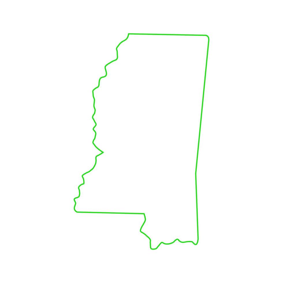 mapa do Mississippi em fundo branco vetor