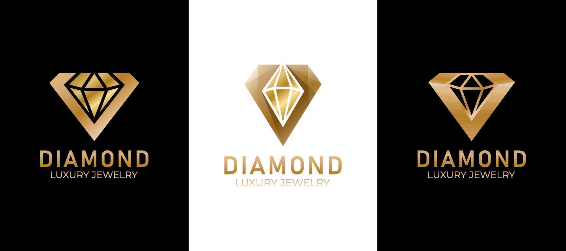 coleção de logotipo de joias de luxo de diamante dourado vetor