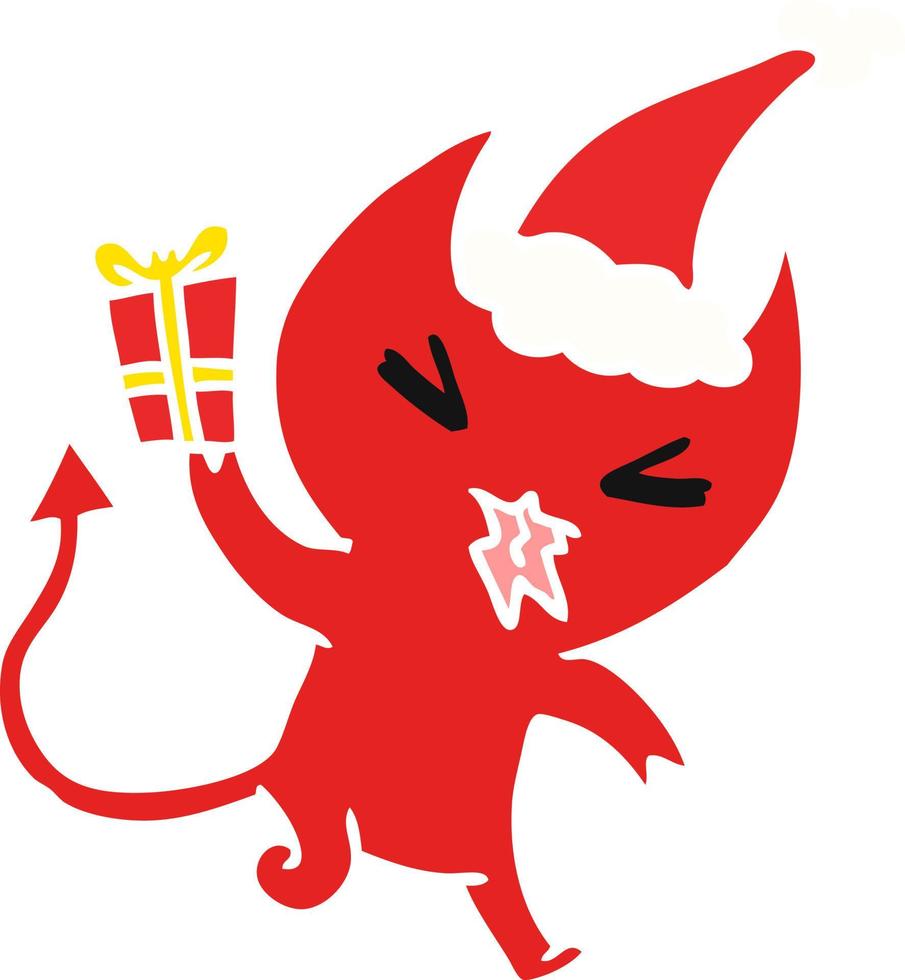 desenho de natal do diabo kawaii vetor