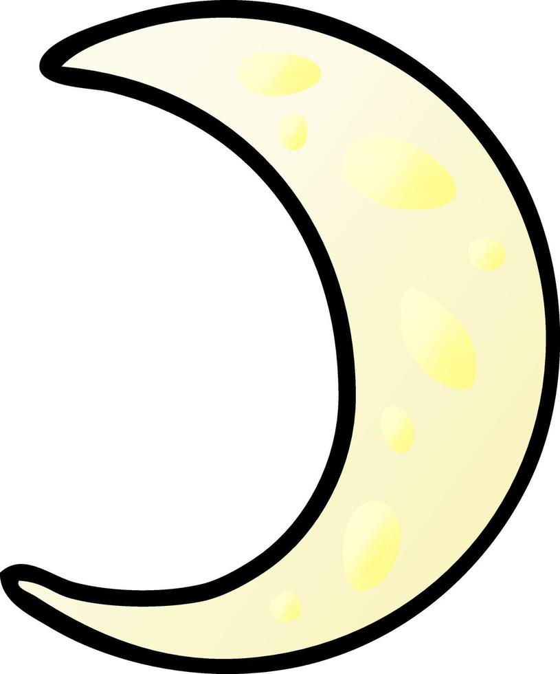 doodle de desenho animado gradiente de uma lua crescente vetor