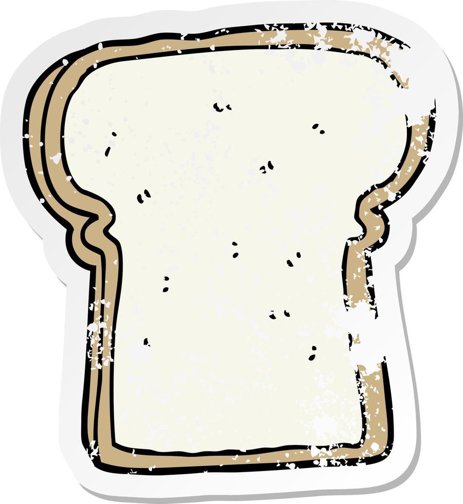 vinheta angustiada de uma fatia de pão de desenho animado vetor