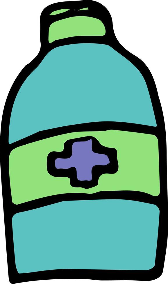 ícone de frasco de remédio. ilustração vetorial doodle com frasco de remédio vetor