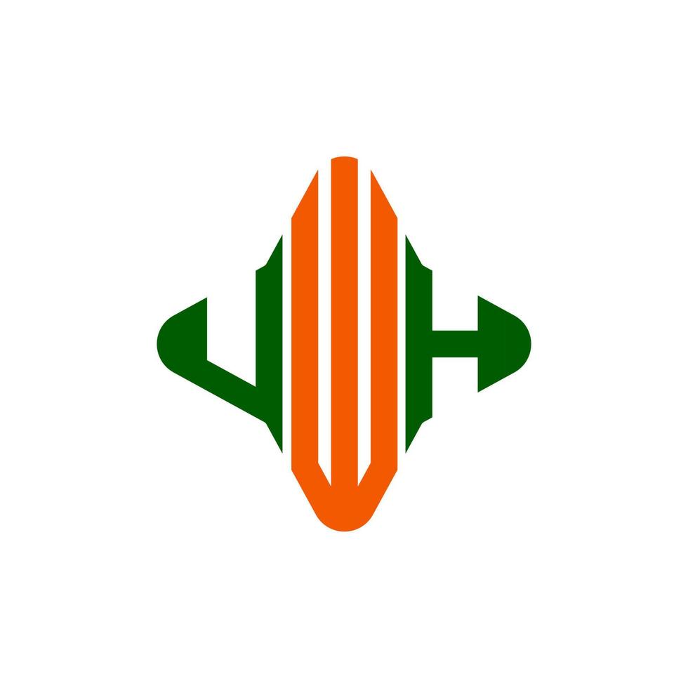 design criativo do logotipo da carta uwh com gráfico vetorial vetor