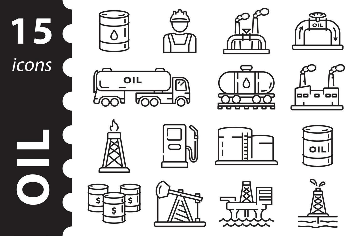 conjunto de ícones para a indústria de petróleo e gás. ilustração vetorial. vetor