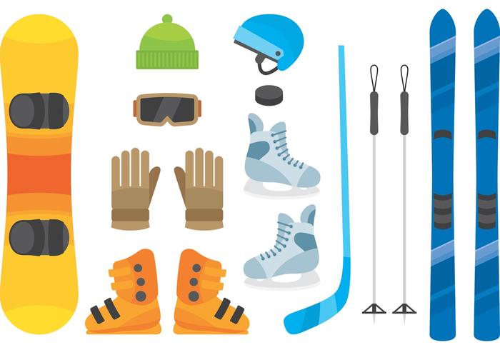 Equipamento de esportes de inverno vetor