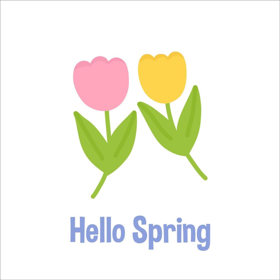 jardinagem e primavera conjunto elementos desenhados à mão - tulipas. para cartão de felicitações, convite para festa, pôster, tag, kit de adesivos. ilustração vetorial vetor