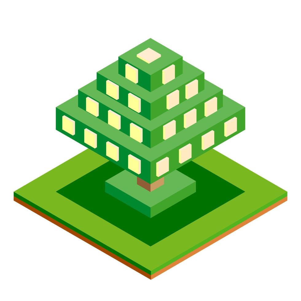 ícone de árvore de vetor isométrico para floresta, parque, cidade. construtor de paisagem para jogo, mapa, gravuras, etc. isolado no fundo branco.