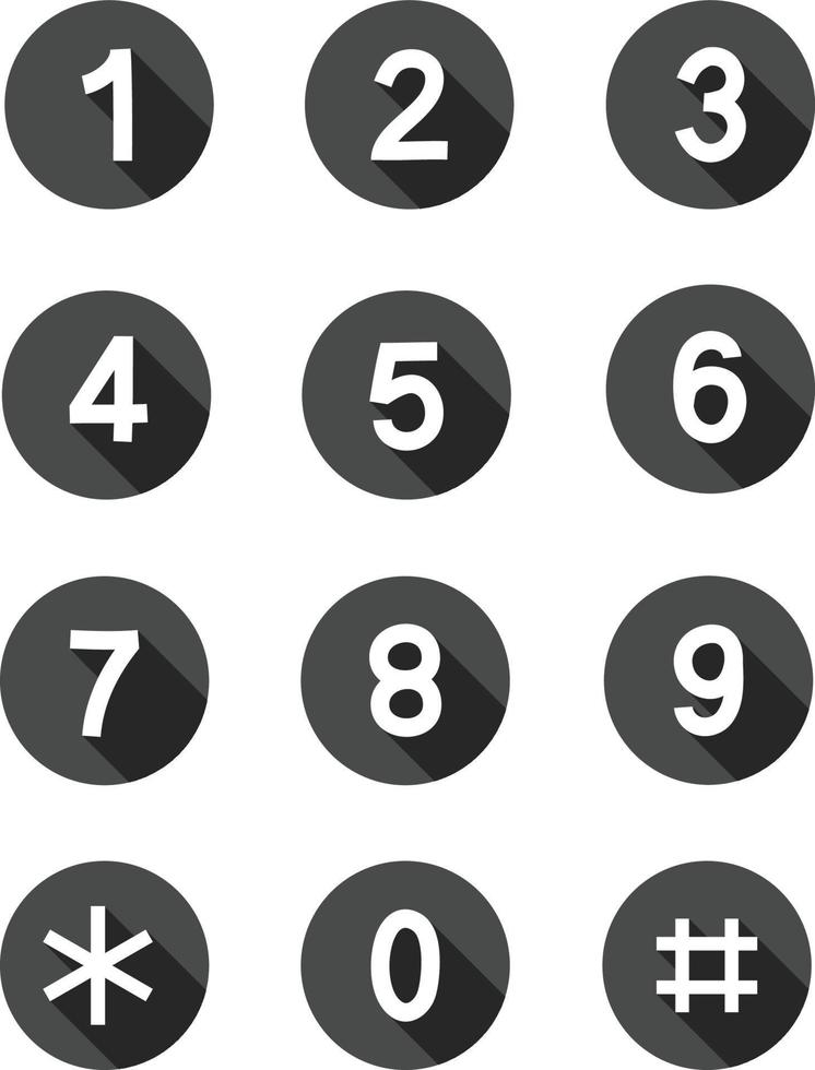 ícone de número do teclado em fundo branco. vetor