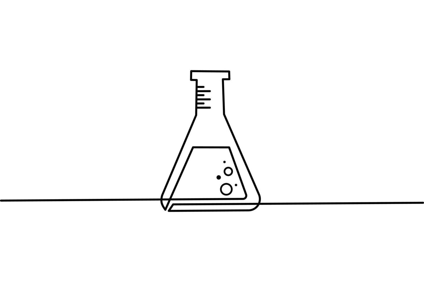 desenho de linha contínua de vidro de laboratório em fundo branco. vetor