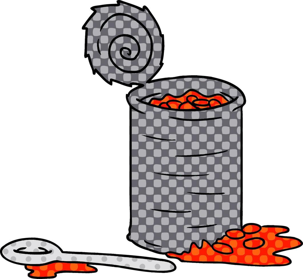 doodle de desenho animado de uma lata aberta de feijão vetor