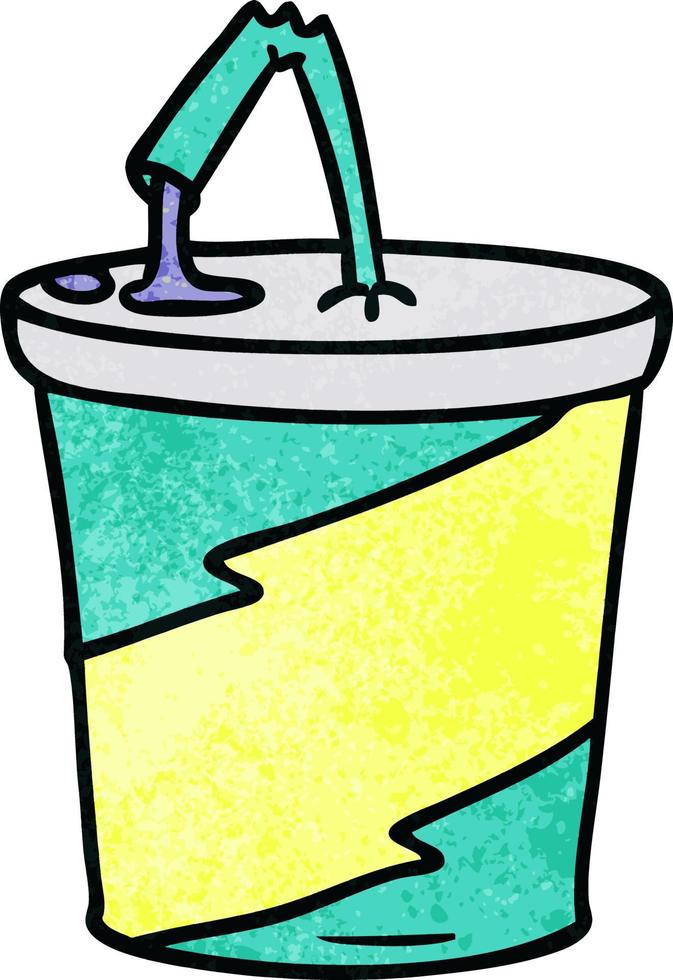 doodle de desenho texturizado de bebida de fastfood vetor