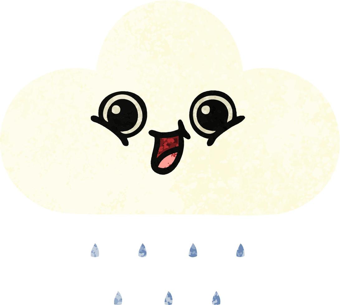 nuvem de chuva de desenho animado estilo ilustração retrô vetor