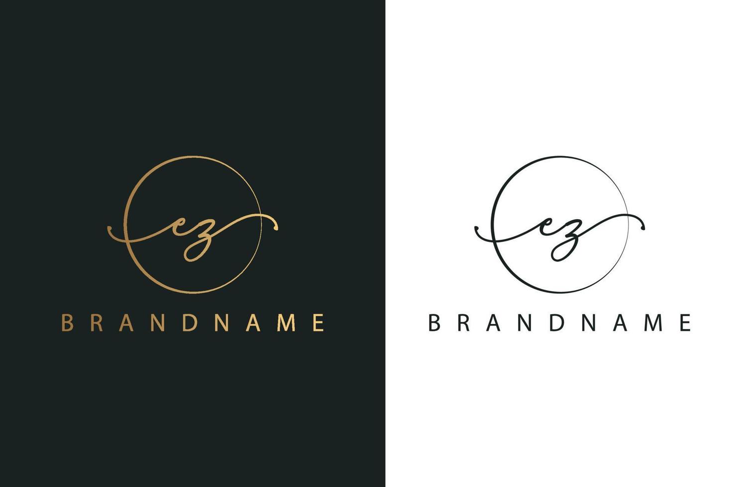 ez ez logotipo desenhado à mão de assinatura inicial, moda, joias, fotografia, boutique, roteiro, casamento, modelo de logotipo de vetor criativo floral e botânico para qualquer empresa ou negócio.