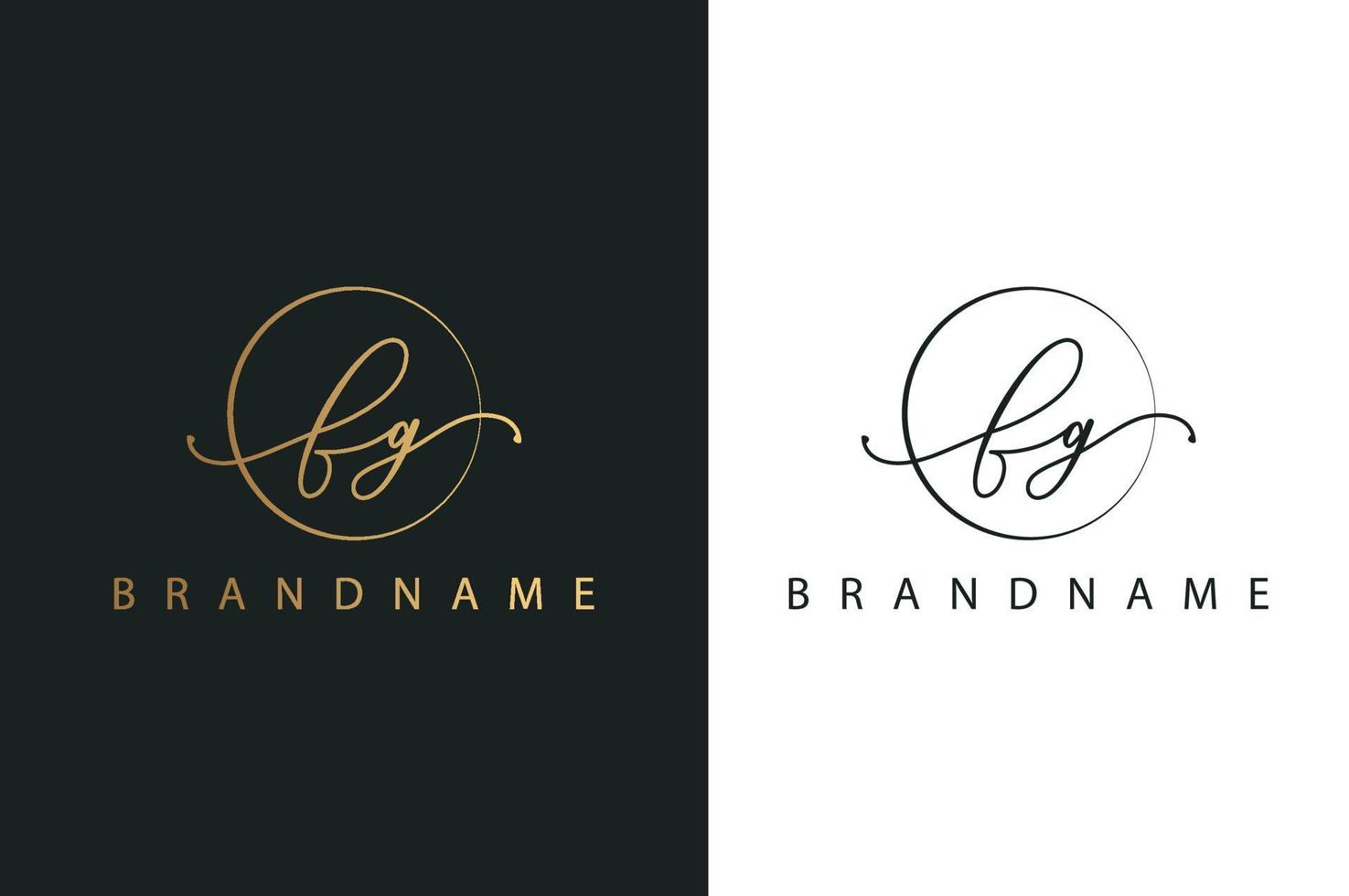 fg fg logotipo desenhado à mão de assinatura inicial, moda, joias, fotografia, boutique, roteiro, casamento, modelo de logotipo de vetor criativo floral e botânico para qualquer empresa ou negócio.