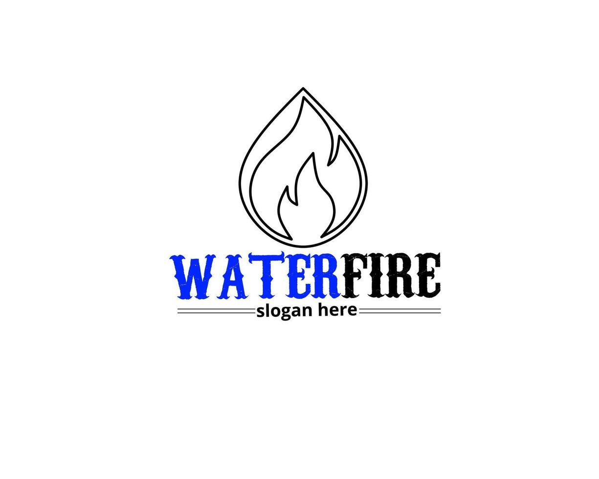 ícone de logotipo de fogo de água de contorno vetor
