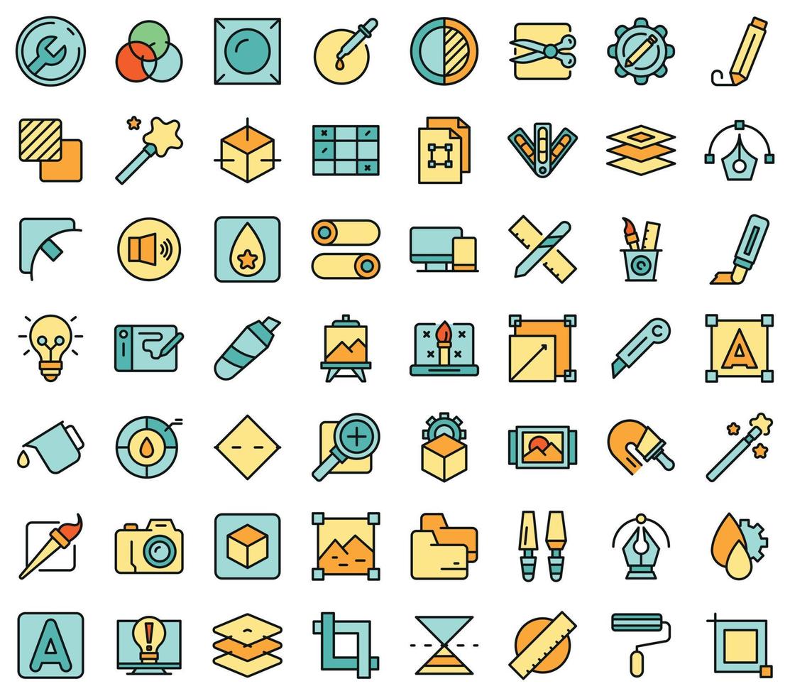 ferramentas de edição conjunto de ícones vetoriais planas vetor