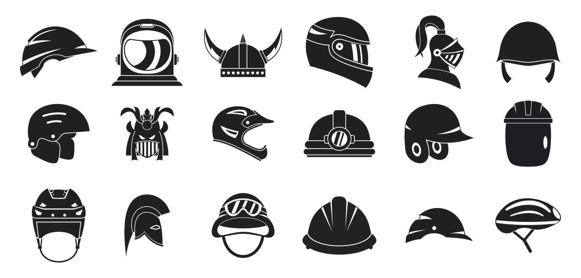 conjunto de ícones de capacete, estilo simples vetor