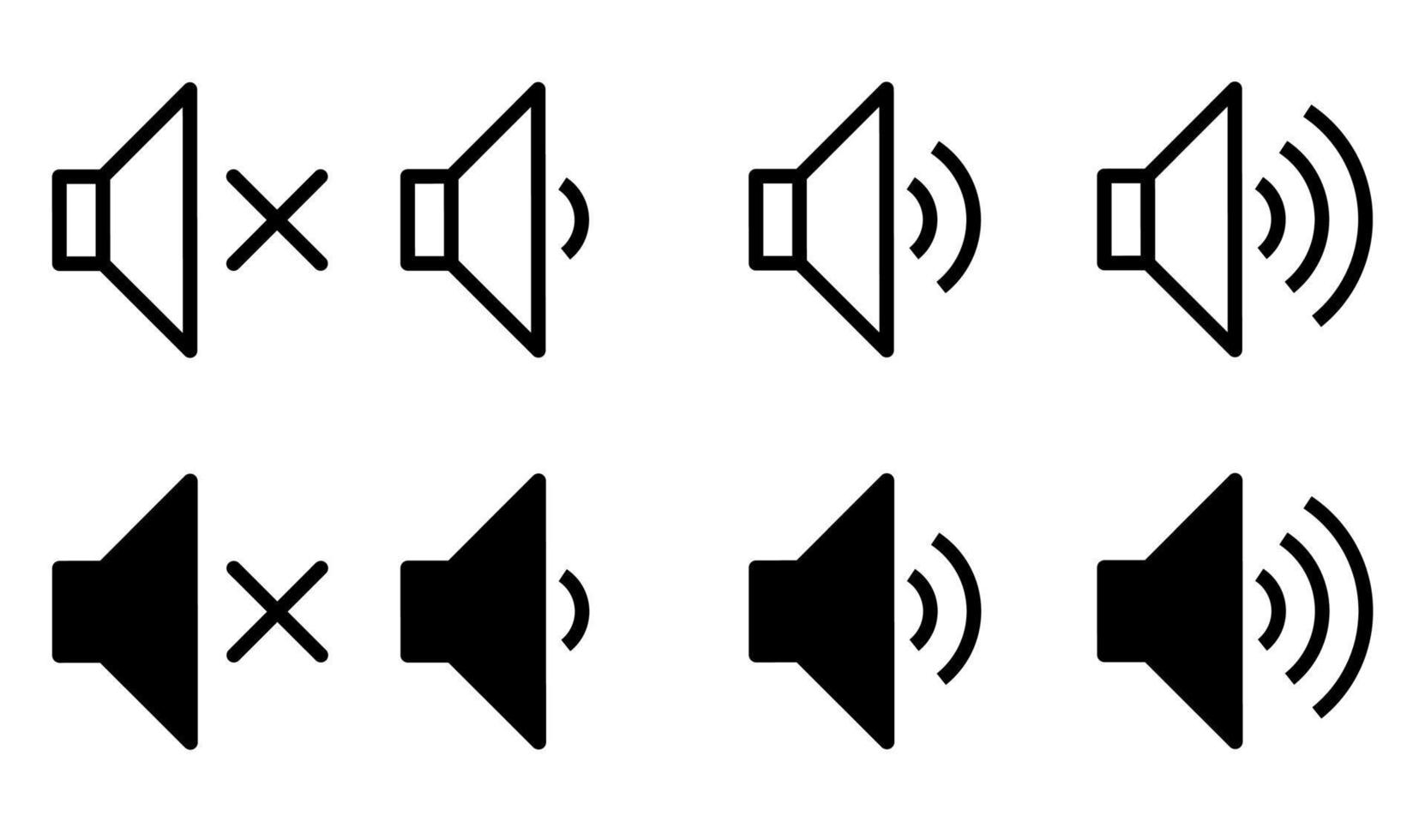 conjunto de ícones de som com diferentes níveis de sinal em um estilo simples vetor