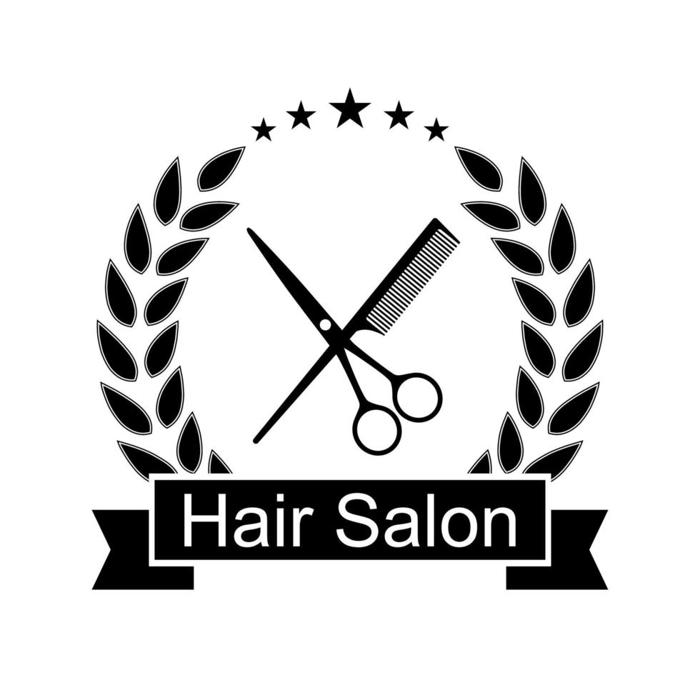 emblema de design de logotipo de barbearia. placa de salão de cabeleireiro vetor