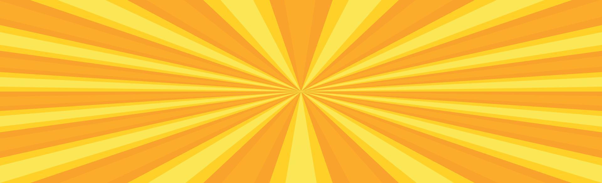 raios solares amarelos radiais, fundo de textura padrão panorâmico brilhante - vetor