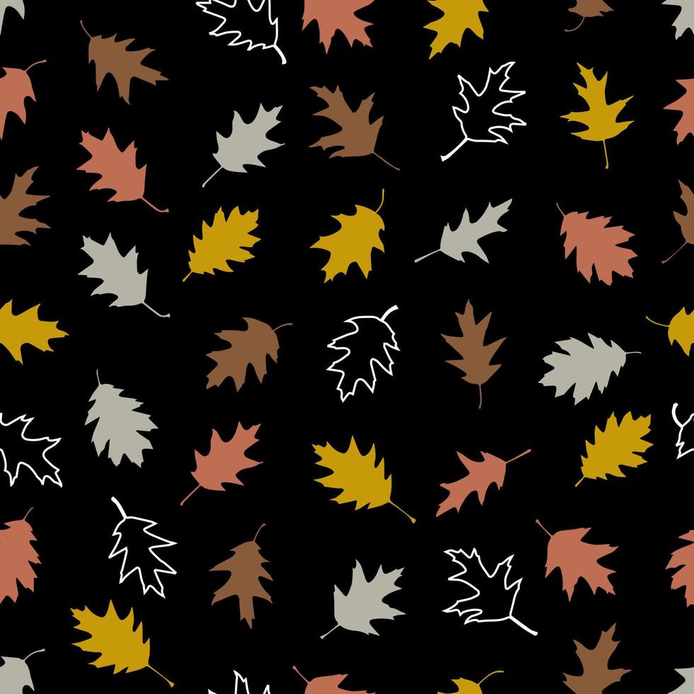 padrão sem emenda de vetor com ilustração de folhas de outono