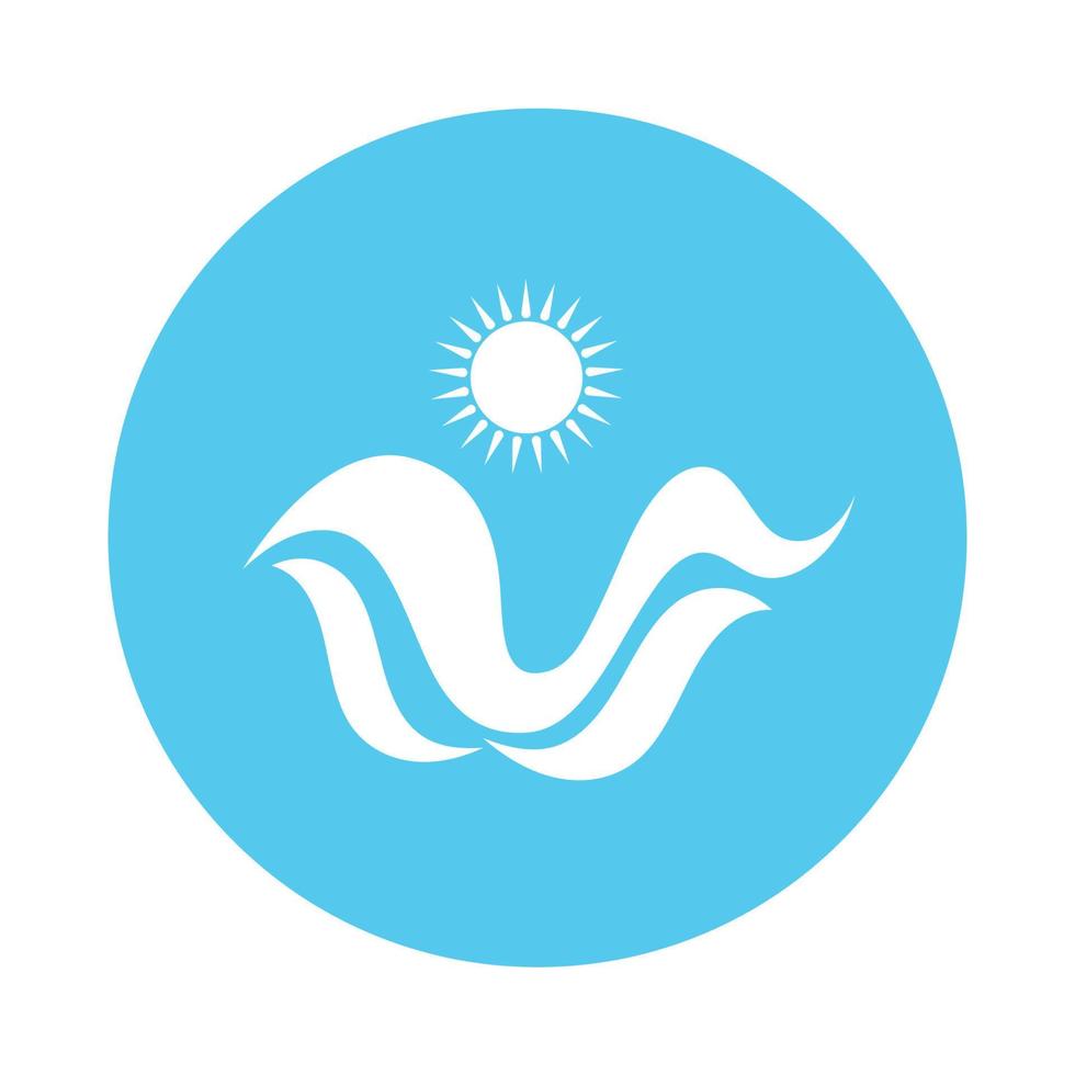 logotipo de ondas de sol e mar, ondas de praia, conceito moderno minimalista e simples com vetor de ilustração de modelo de design de cores planas