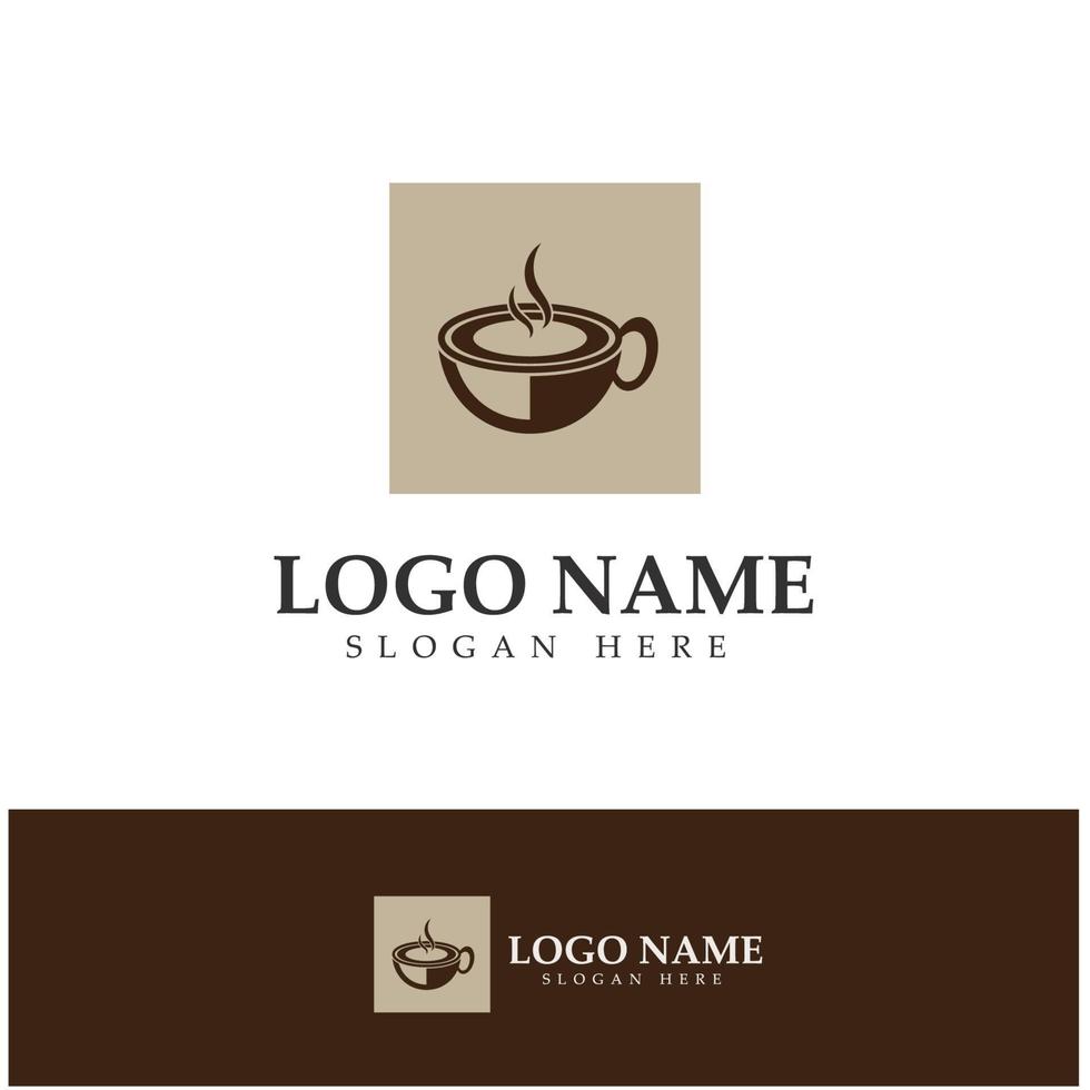 xícara de café logotipo modelo vetorial ícone ilustração design vetor