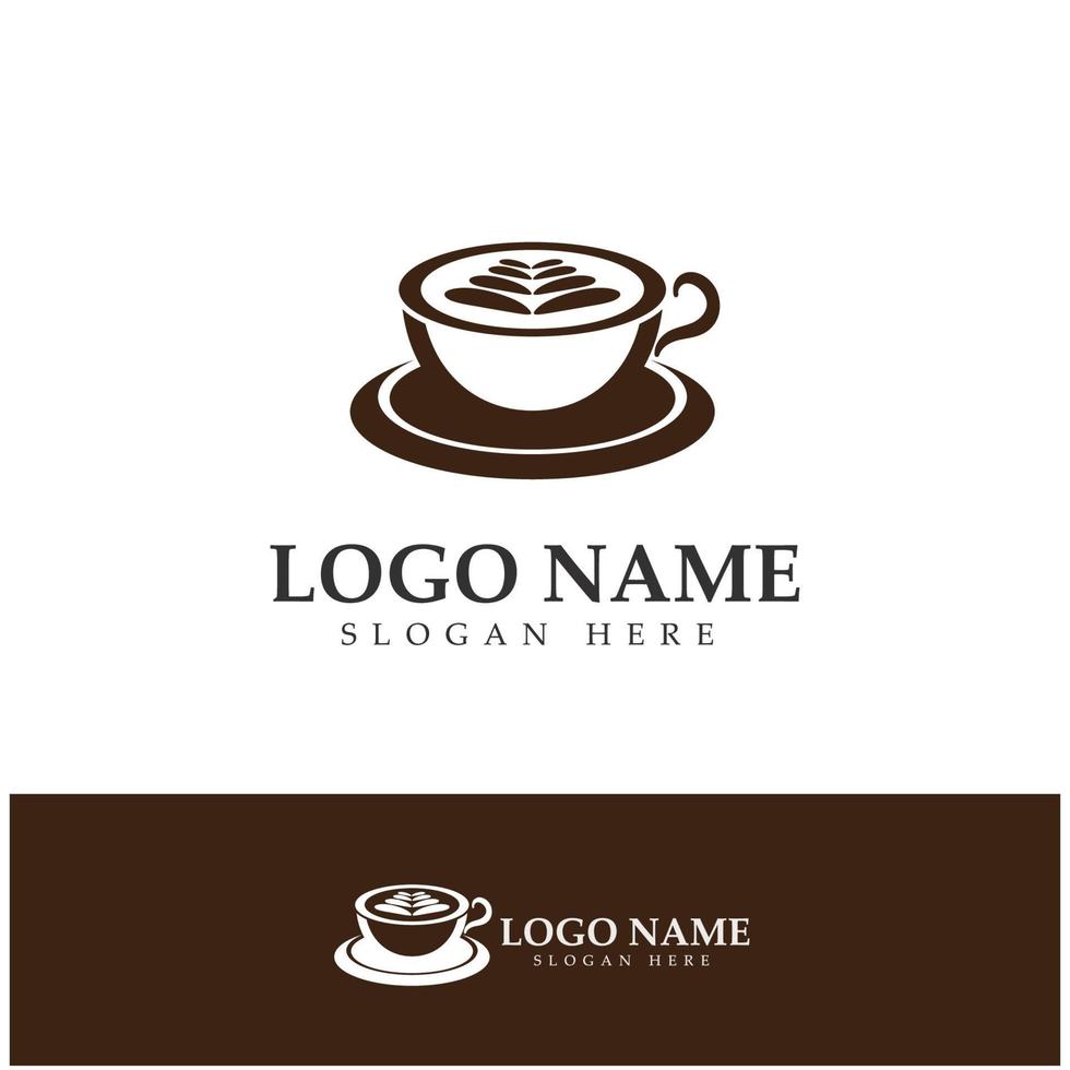 xícara de café logotipo modelo vetorial ícone ilustração design vetor