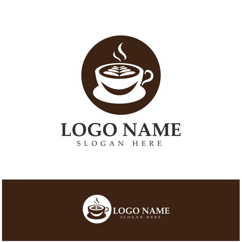 xícara de café logotipo modelo vetorial ícone ilustração design vetor