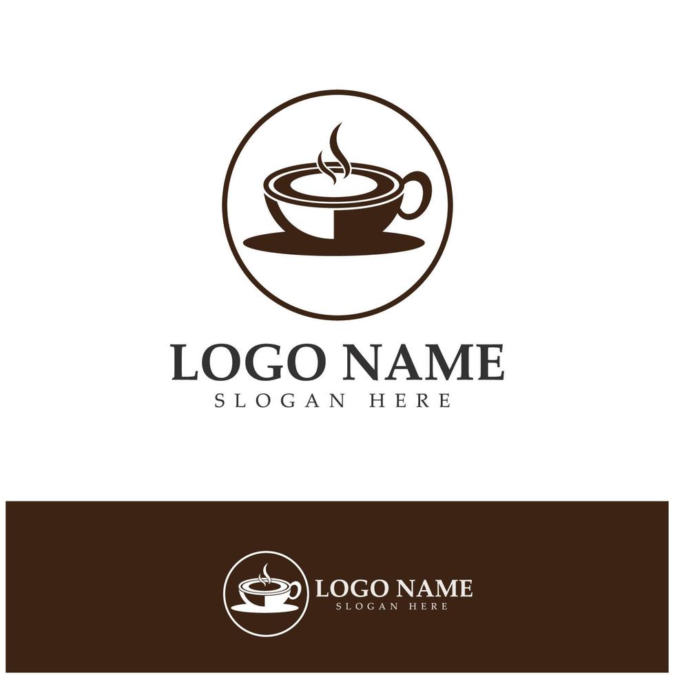 xícara de café logotipo modelo vetorial ícone ilustração design vetor