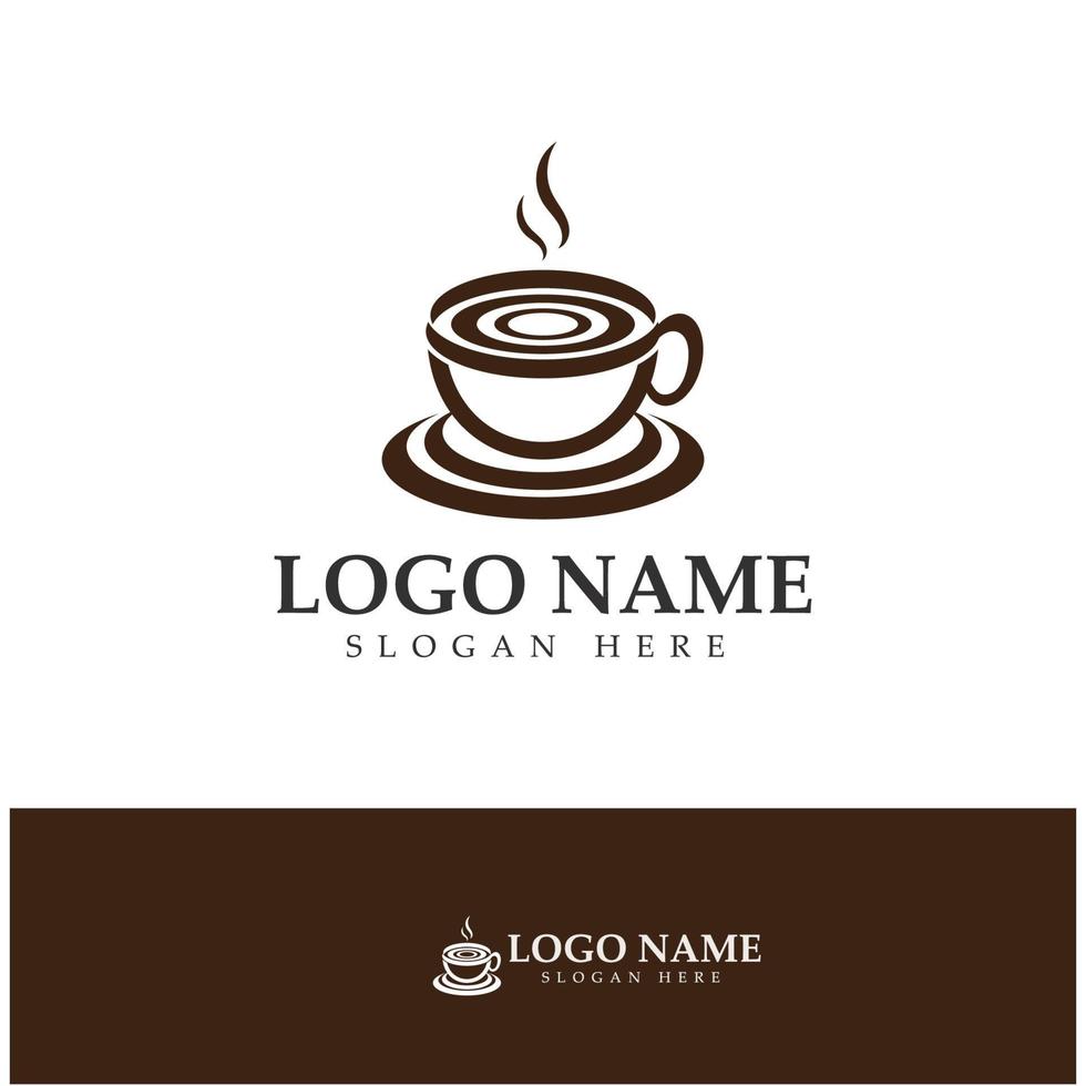 xícara de café logotipo modelo vetorial ícone ilustração design vetor