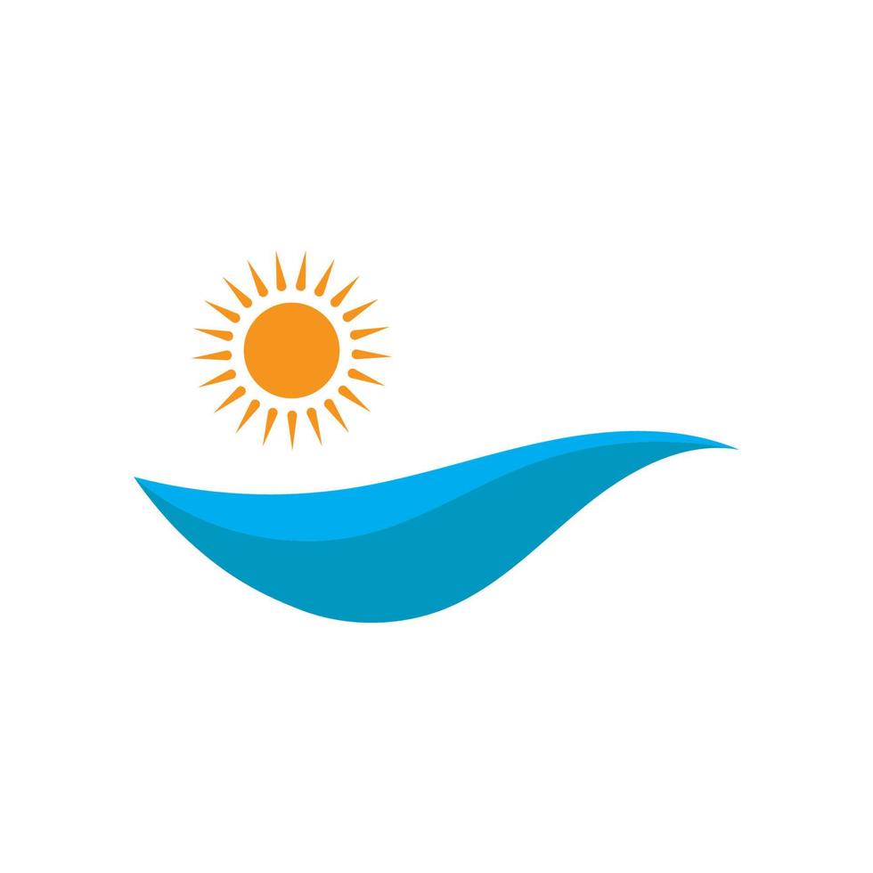 logotipo de ondas de sol e mar, ondas de praia, conceito moderno minimalista e simples com vetor de ilustração de modelo de design de cores planas