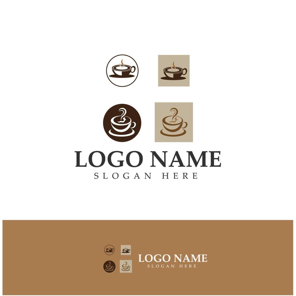 xícara de café logotipo modelo vetorial ícone ilustração design vetor