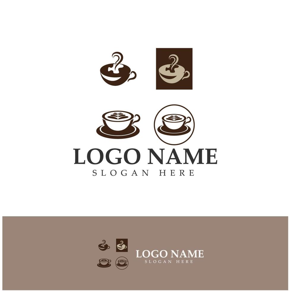 xícara de café logotipo modelo vetorial ícone ilustração design vetor