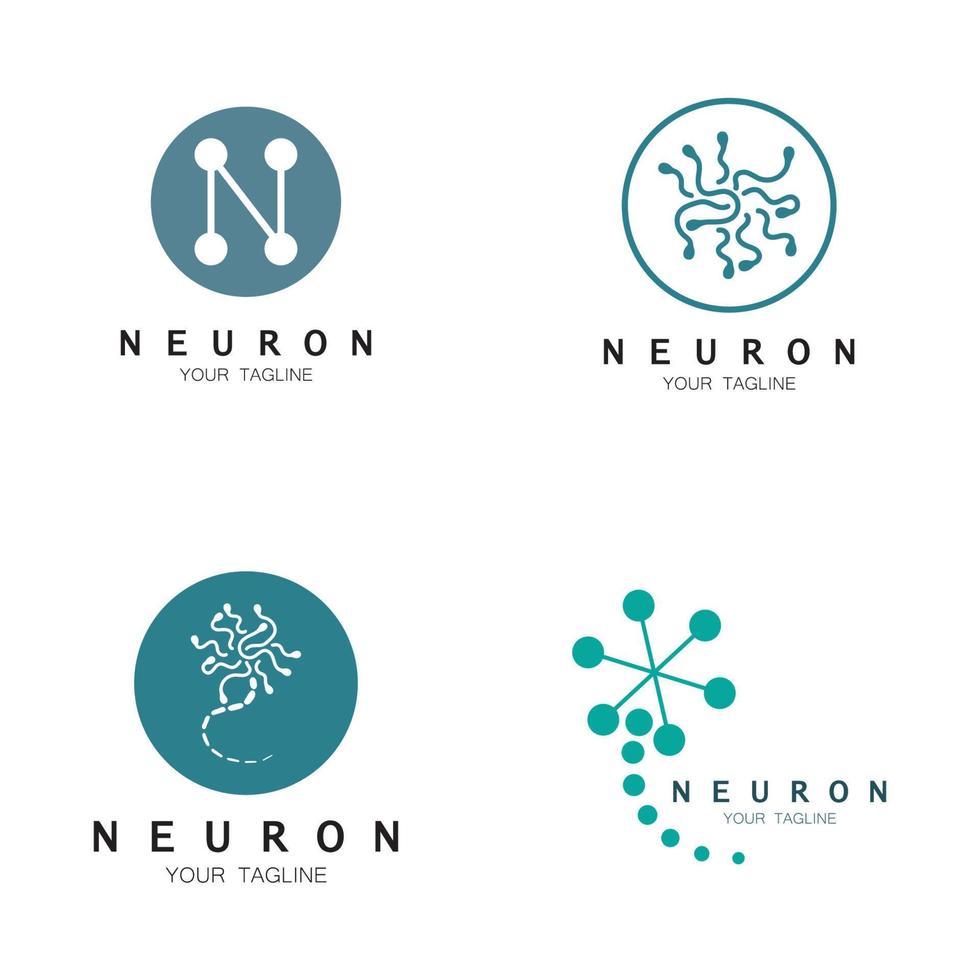 logotipo de neurônio ou design de logotipo de célula nervosa, ícone de modelo de ilustração de logotipo de molécula com conceito de vetor