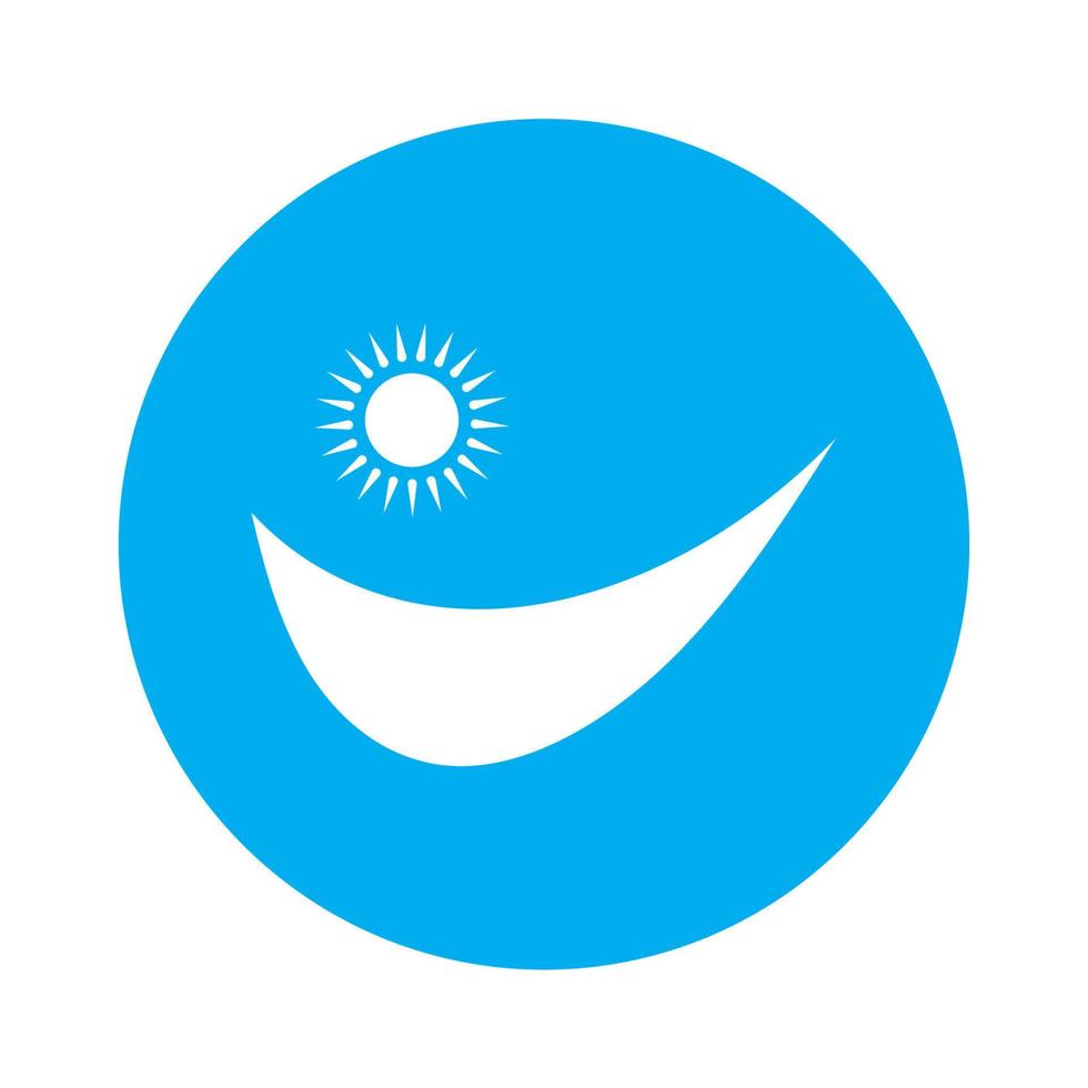 logotipo de ondas de sol e mar, ondas de praia, conceito moderno minimalista e simples com vetor de ilustração de modelo de design de cores planas