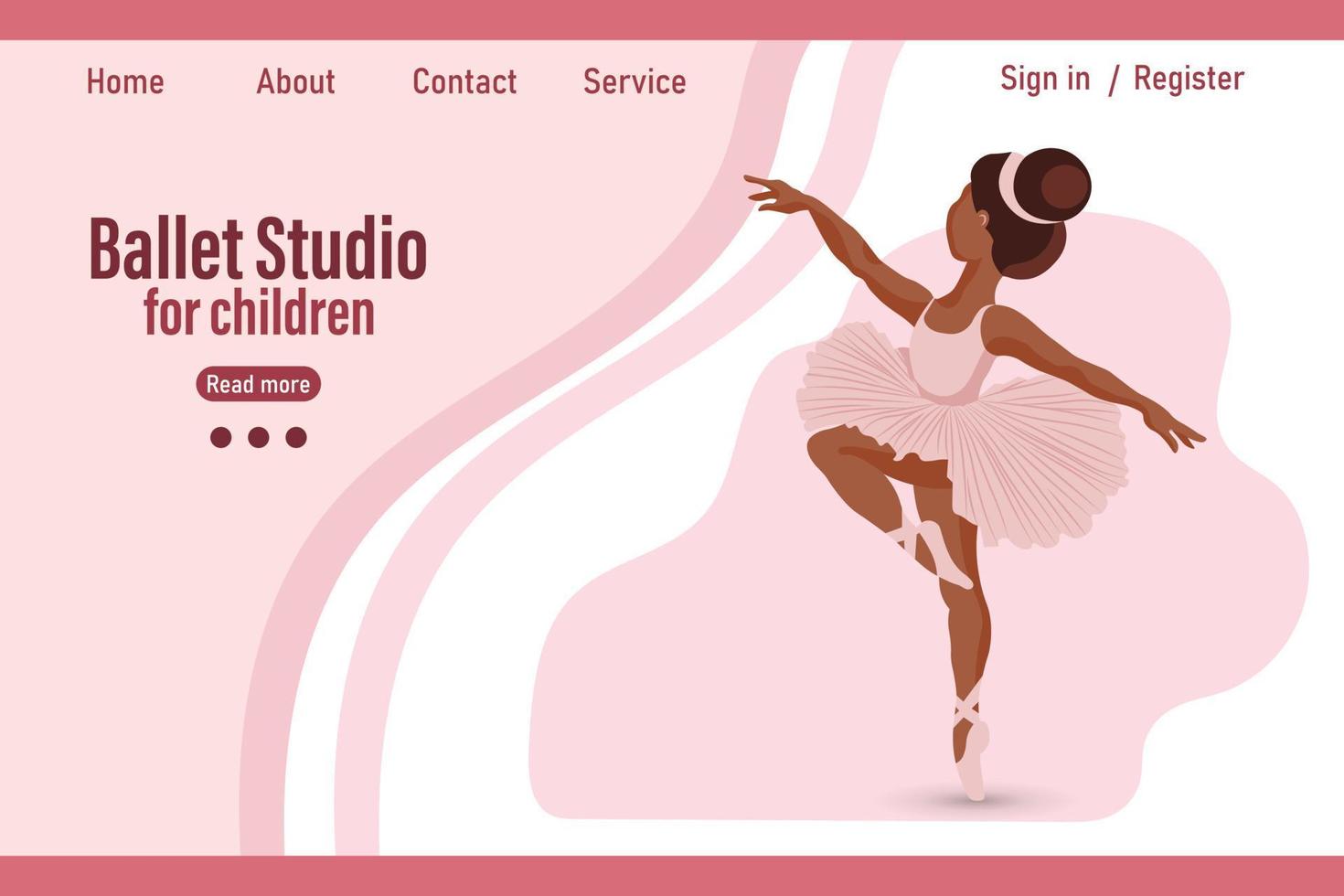 bailarina menina dançando no fundo com estúdio de balé de texto para crianças. banner, ilustração da web, pôster, vetor