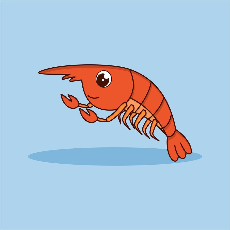 ilustração de ícone de vetor de camarão bonito. estilo cartoon plana. conceito de ícone de natureza animal