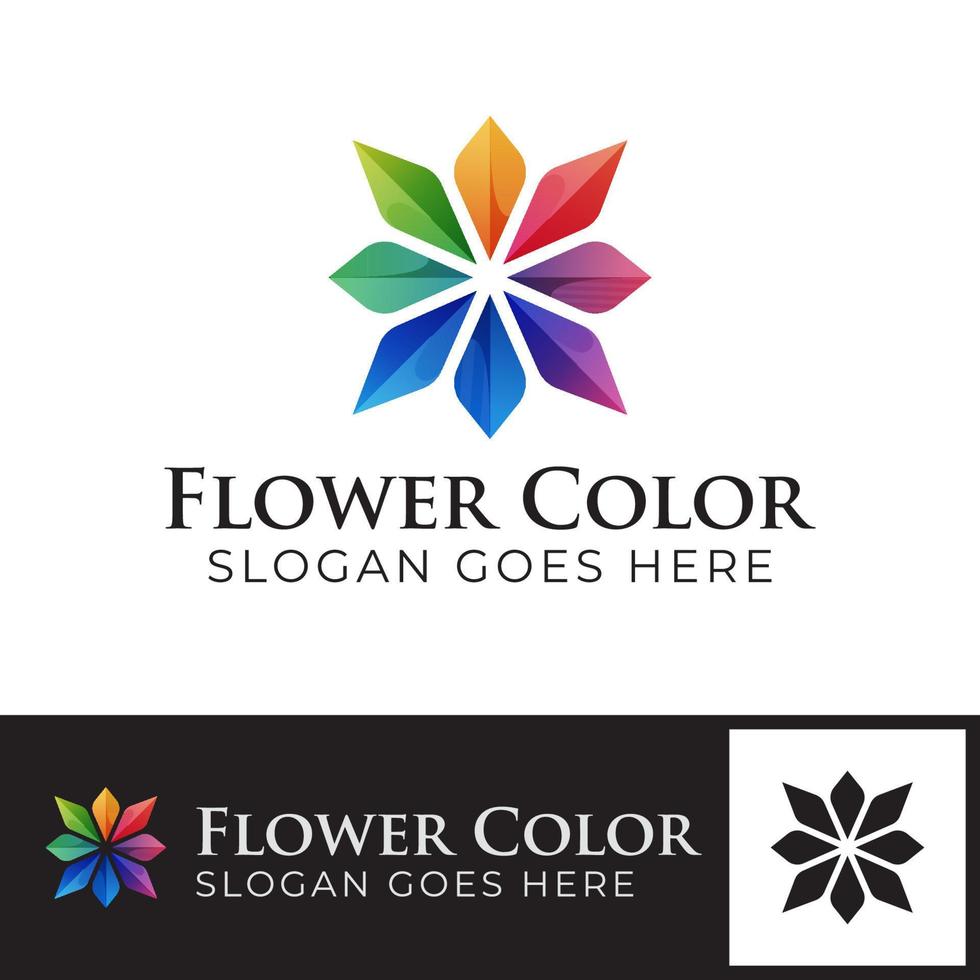 logotipos coloridos de beleza flor da vida, ilustração de logotipo de pedras preciosas de flores de joias vetor