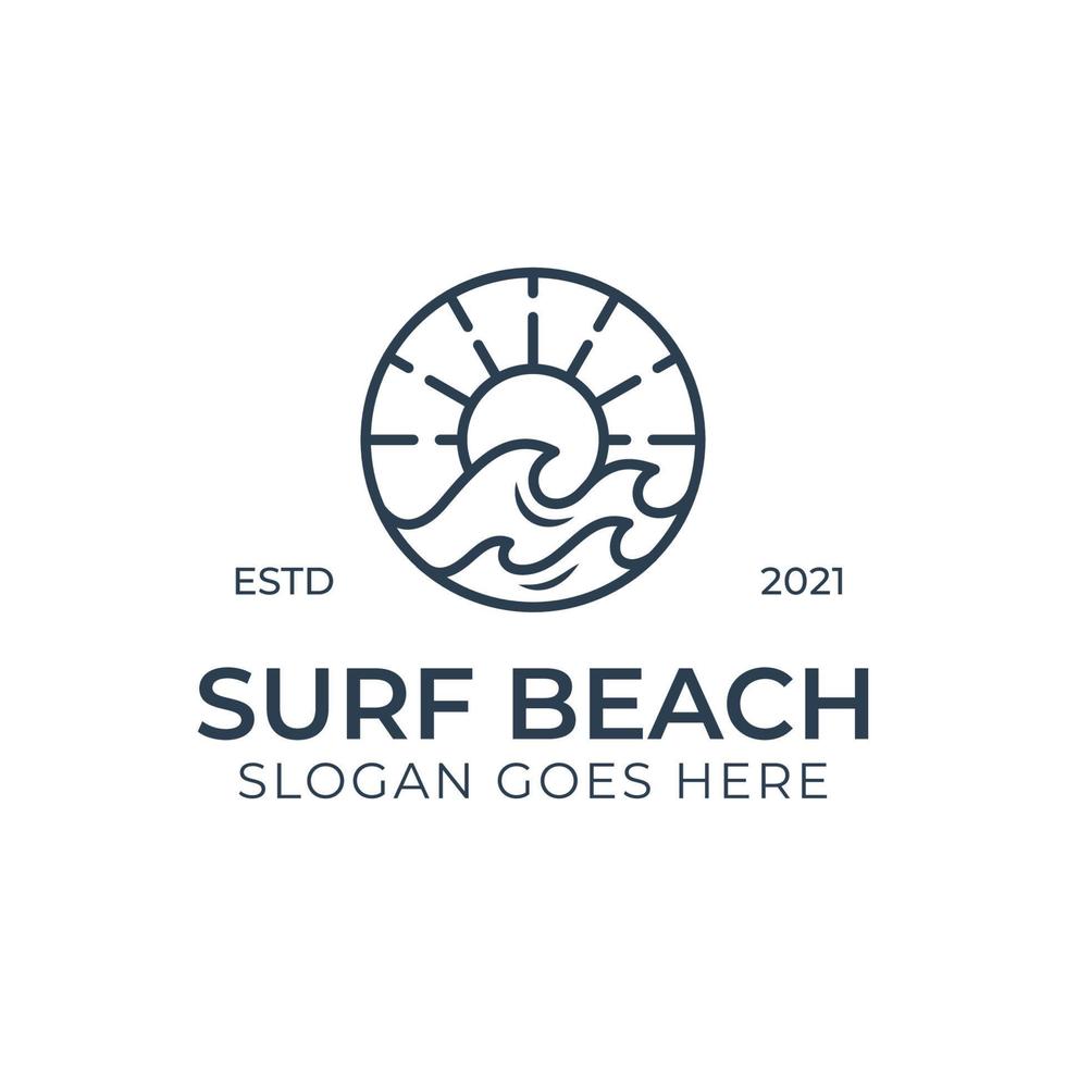 selo de hipster retrô vintage para emblema de vetor de design de logotipo de oceano, surf de praia ou onda