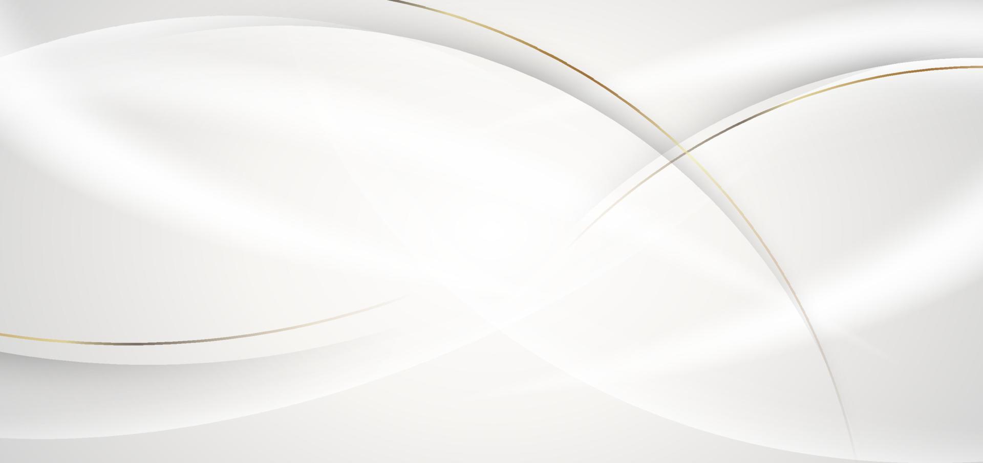 abstrato 3d branco com linhas de ouro curvado brilho ondulado com espaço de cópia para texto. design de modelo de estilo de luxo. vetor