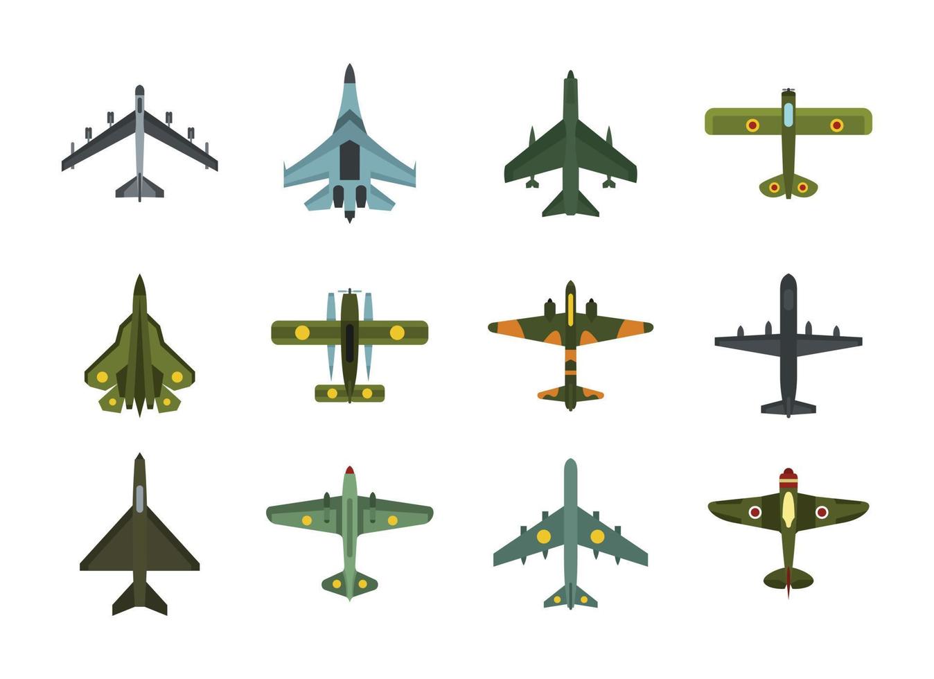 conjunto de ícones de avião, estilo simples vetor