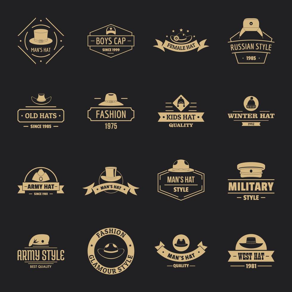 conjunto de ícones de logotipo de chapéu de cocar, estilo simples vetor