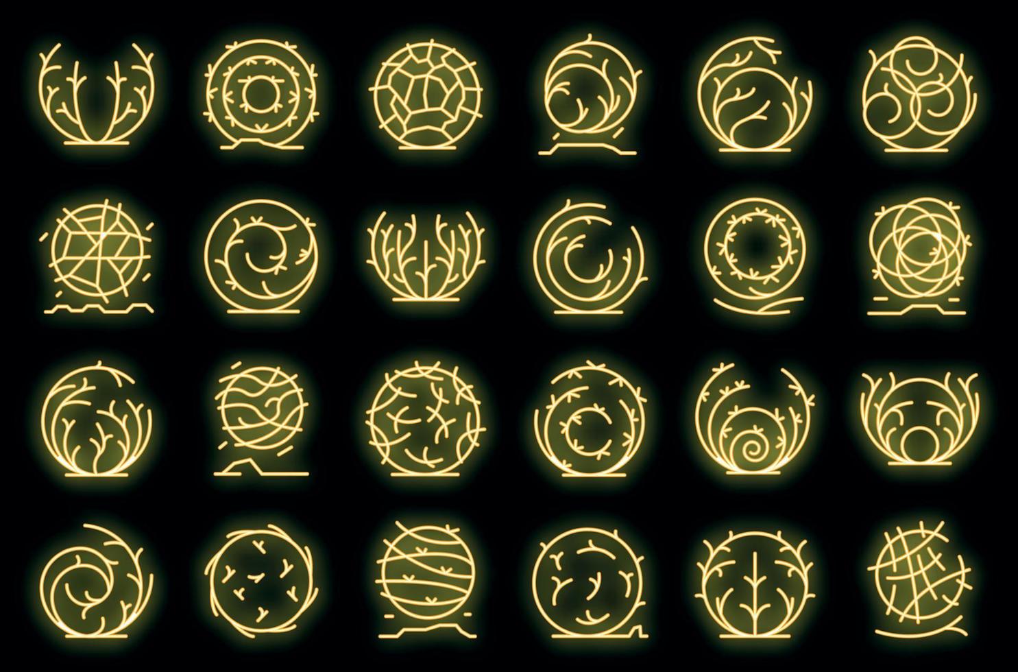 conjunto de ícones de tumbleweed vector neon