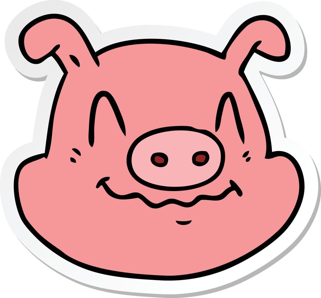 adesivo de um rosto de porco de desenho animado vetor